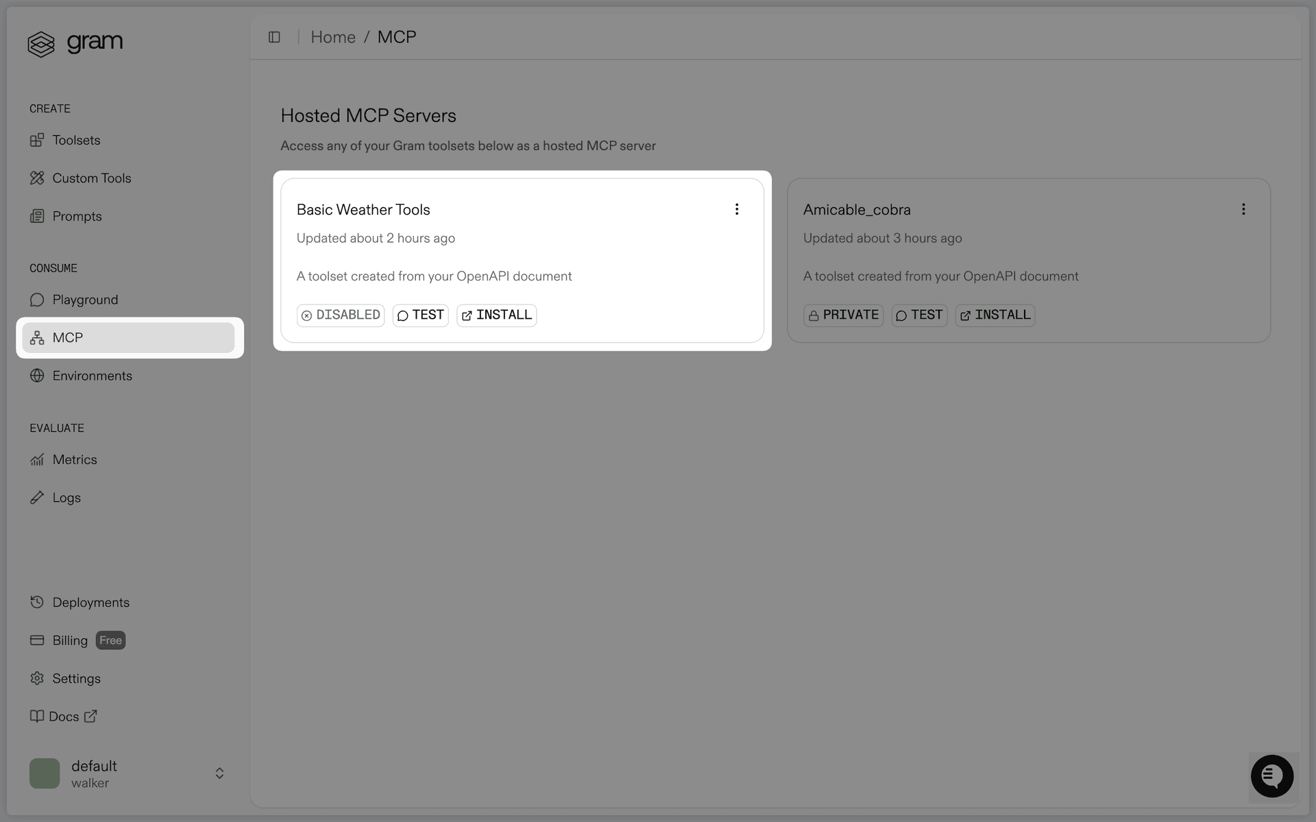 Open the MCP Server's Page