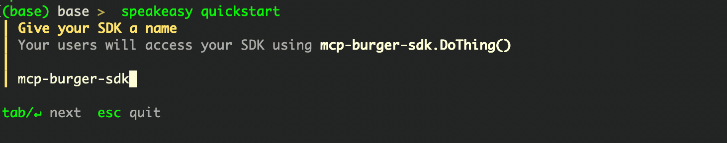 Choosing the SDK name