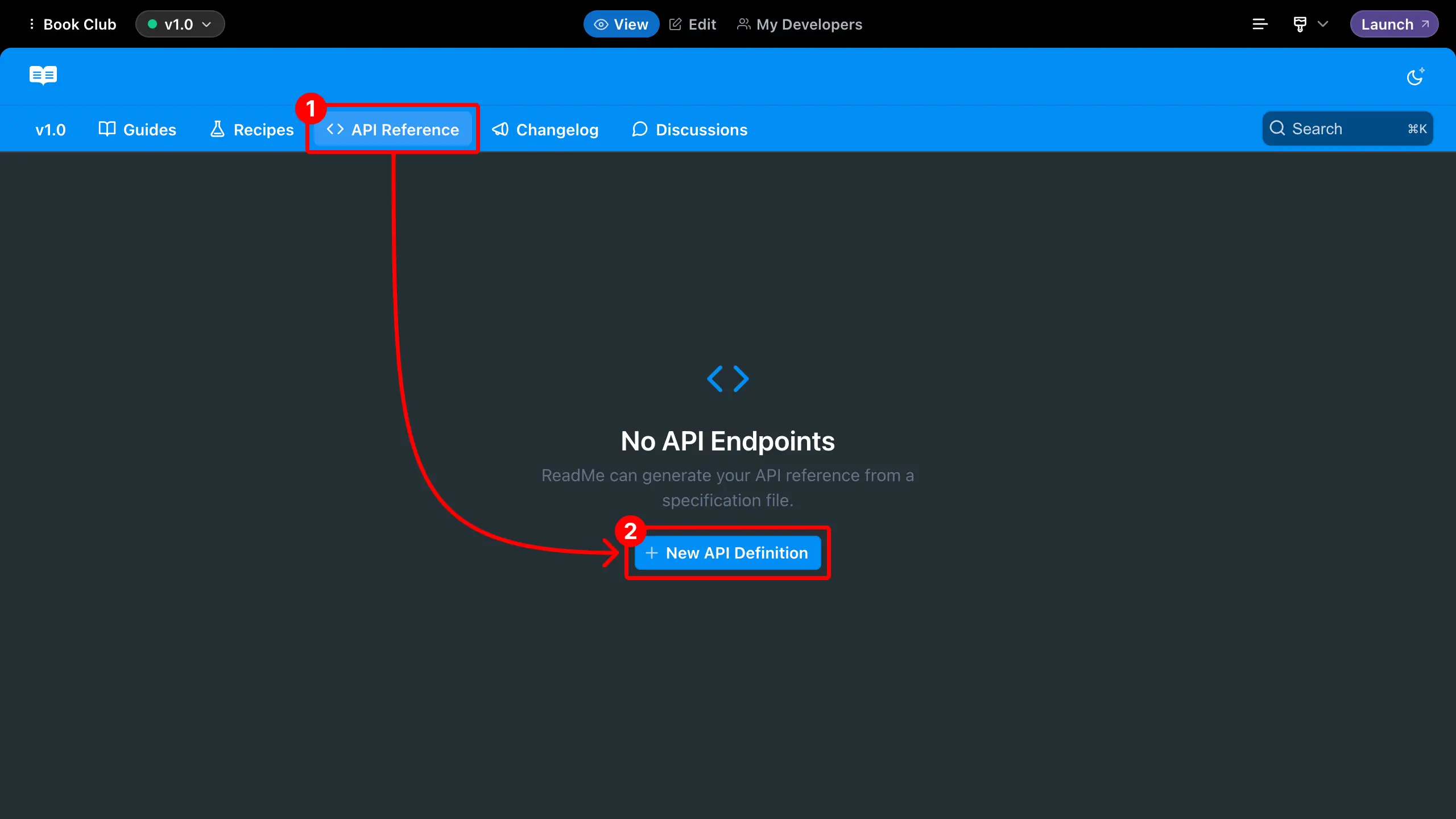 ReadMe API Reference page